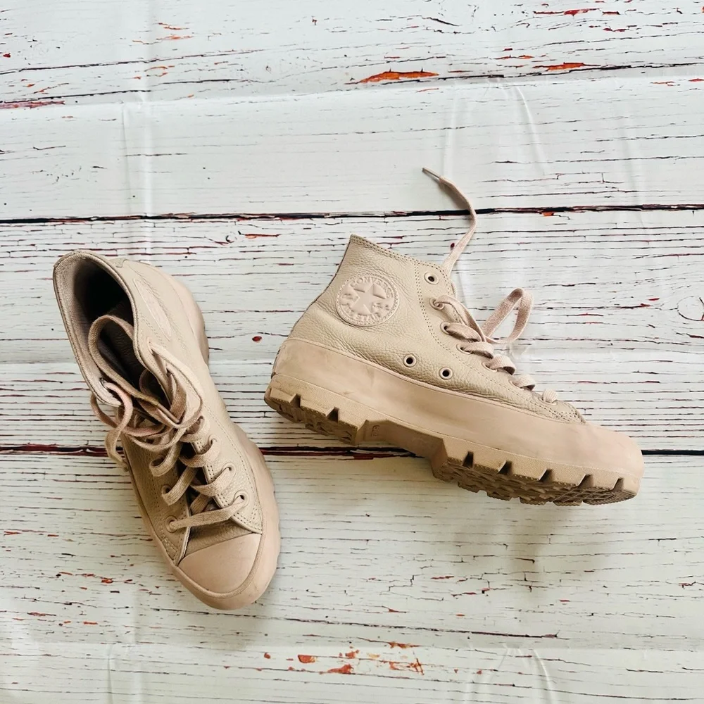 High-Top Platform Dusty Rose Converse - Leather Size 7